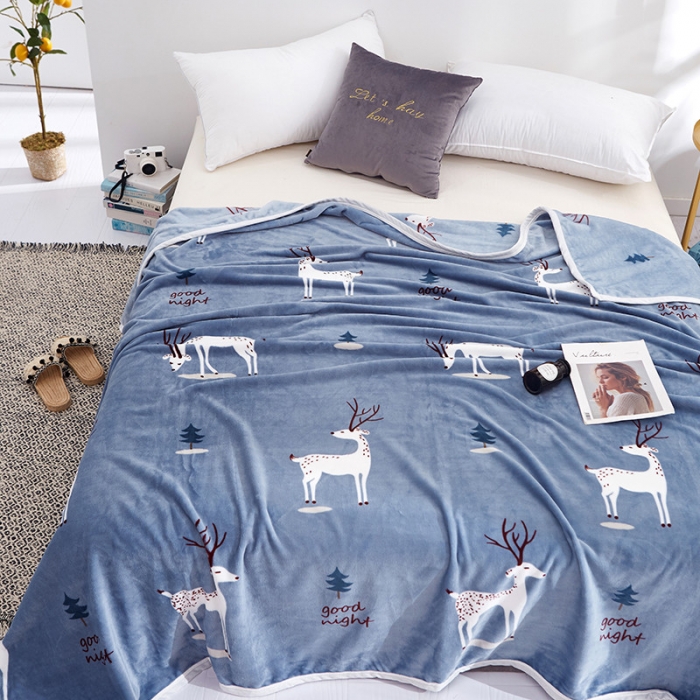 91家纺网 家纺一手货源 找家纺 羋多家纺 2023新款云貂绒系列毛毯 麋鹿