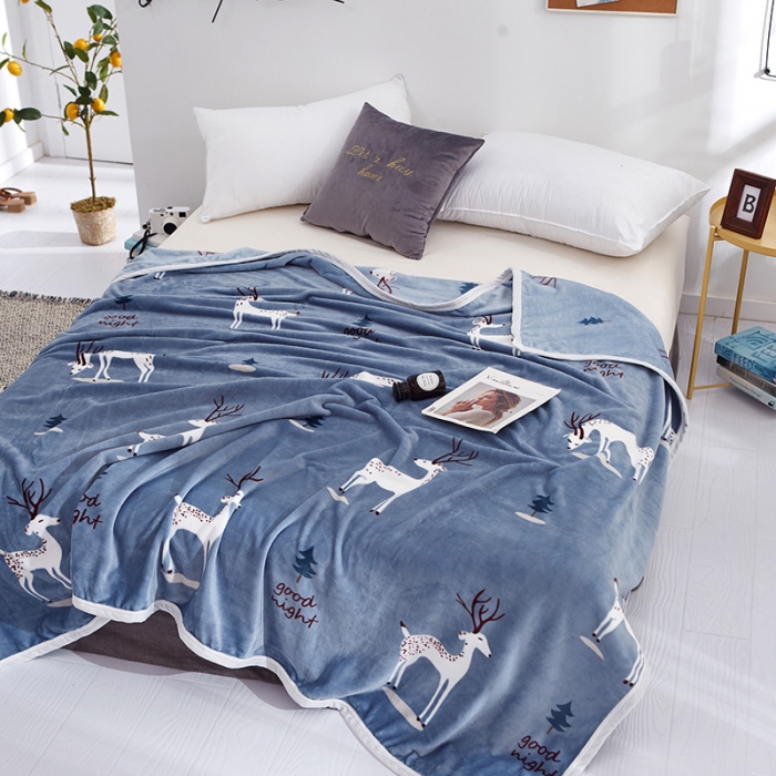 91家纺网 家纺一手货源 找家纺 羋多家纺 2023新款云貂绒系列毛毯 麋鹿