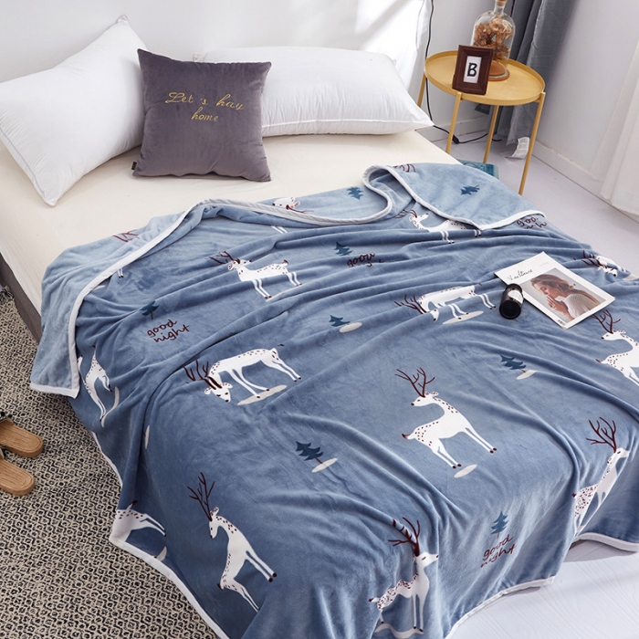 91家纺网 家纺一手货源 找家纺 羋多家纺 2023新款云貂绒系列毛毯 麋鹿