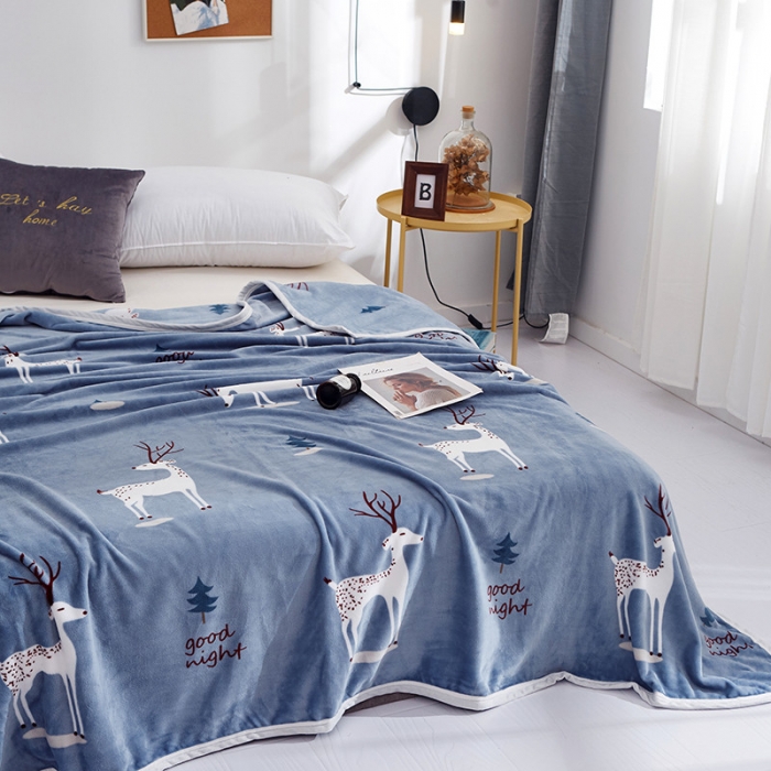 91家纺网 家纺一手货源 找家纺 羋多家纺 2023新款云貂绒系列毛毯 麋鹿