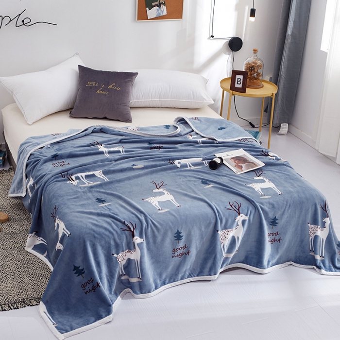 91家纺网 家纺一手货源 找家纺 羋多家纺 2023新款云貂绒系列毛毯 麋鹿