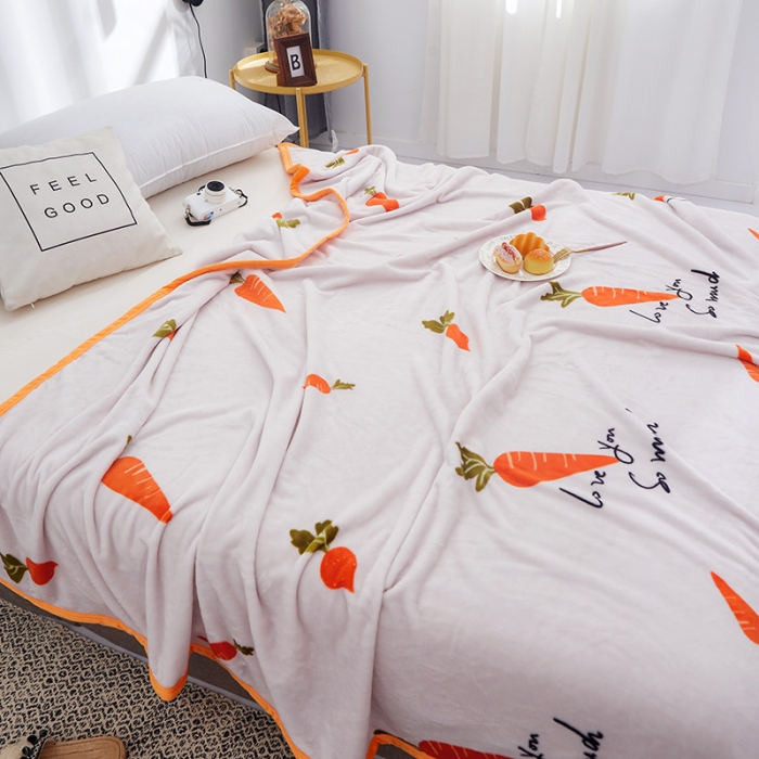 91家纺网 家纺一手货源 找家纺 羋多家纺 2023新款云貂绒系列毛毯 可爱萝卜