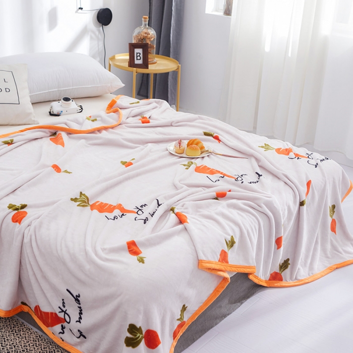 91家纺网 家纺一手货源 找家纺 羋多家纺 2023新款云貂绒系列毛毯 可爱萝卜