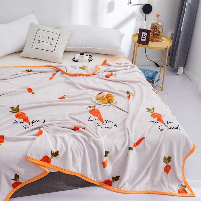 91家纺网 家纺一手货源 找家纺 羋多家纺 2023新款云貂绒系列毛毯 可爱萝卜