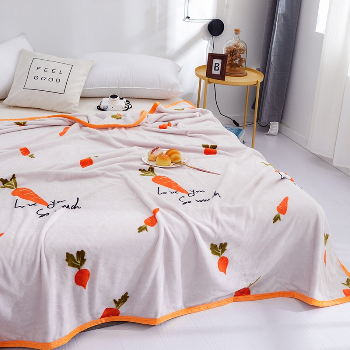 91家纺网 家纺一手货源 找家纺 羋多家纺 2023新款云貂绒系列毛毯 可爱萝卜