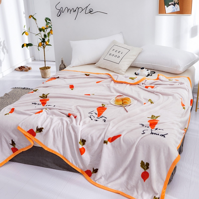 91家纺网 家纺一手货源 找家纺 羋多家纺 2023新款云貂绒系列毛毯 可爱萝卜