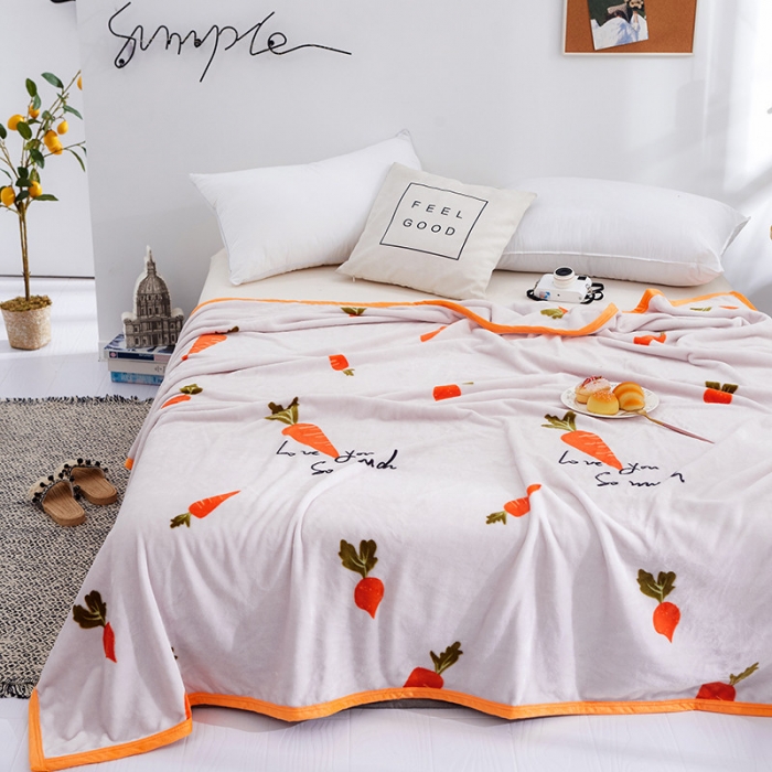 91家纺网 家纺一手货源 找家纺 羋多家纺 2023新款云貂绒系列毛毯 可爱萝卜