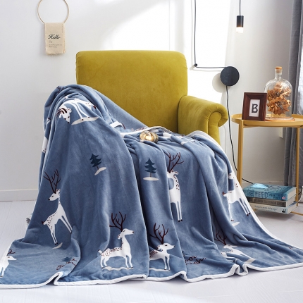 91家纺网 家纺一手货源 找家纺 羋多家纺 2023新款云貂绒系列毛毯 麋鹿