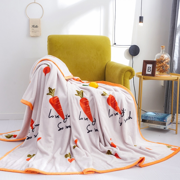 91家纺网 家纺一手货源 找家纺 羋多家纺 2023新款云貂绒系列毛毯 可爱萝卜