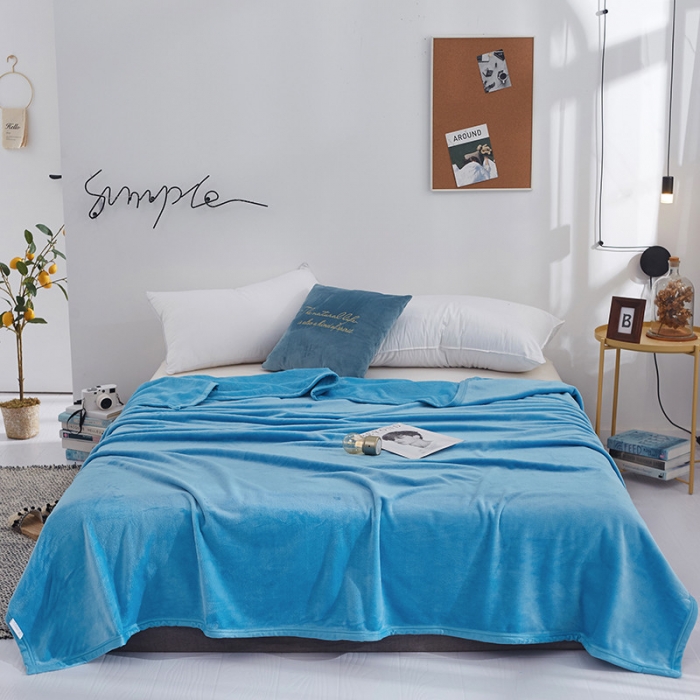 91家纺网 家纺一手货源 找家纺 羋多家纺 2023新款云貂绒系列毛毯 天蓝色