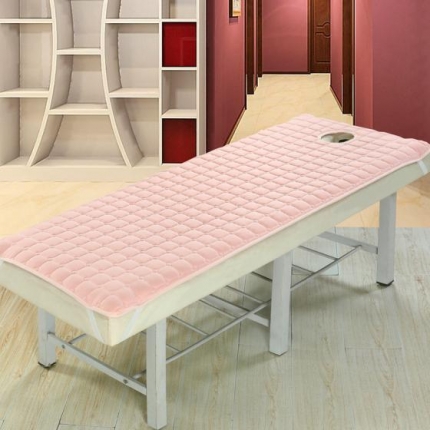 凯曼家纺店 磨毛夹棉美容床垫 粉色