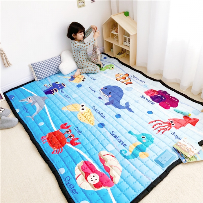 91家纺网 家纺一手货源 找家纺 星期八  2019新款 棉质音乐地垫 海洋世界