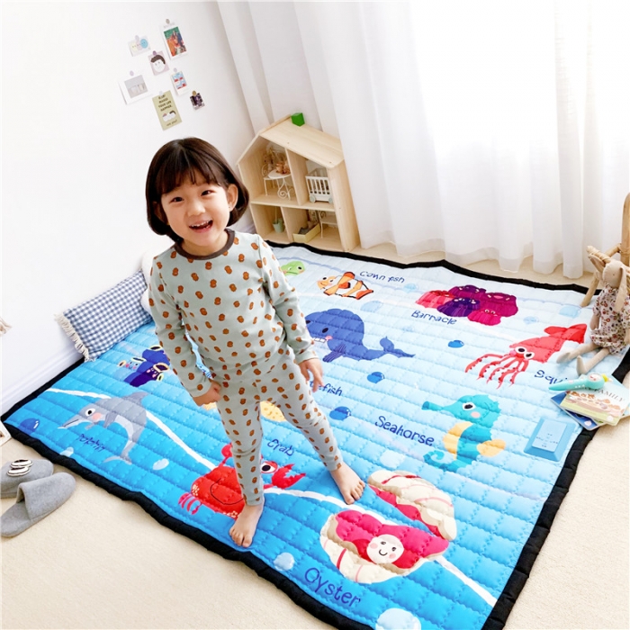 91家纺网 家纺一手货源 找家纺 星期八  2019新款 棉质音乐地垫 海洋世界