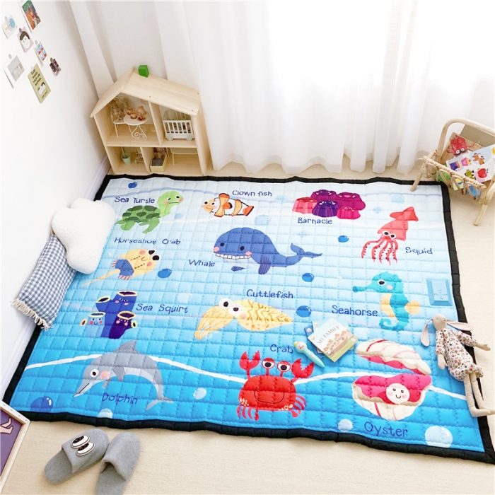 91家纺网 家纺一手货源 找家纺 星期八  2019新款 棉质音乐地垫 海洋世界