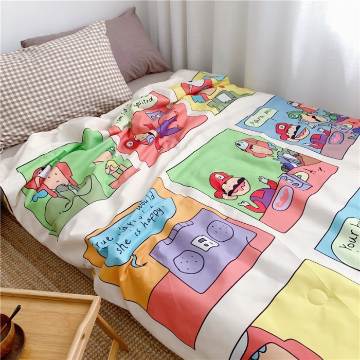 91家纺网 家纺一手货源 找家纺 星期八 2019新款ins风夏被 马里奥