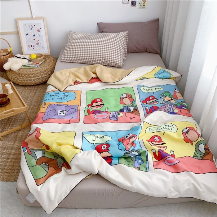 91家纺网 家纺一手货源 找家纺 星期八 2019新款ins风夏被 马里奥