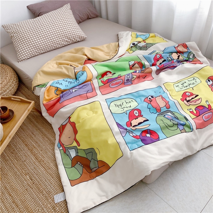 91家纺网 家纺一手货源 找家纺 星期八 2019新款ins风夏被 马里奥