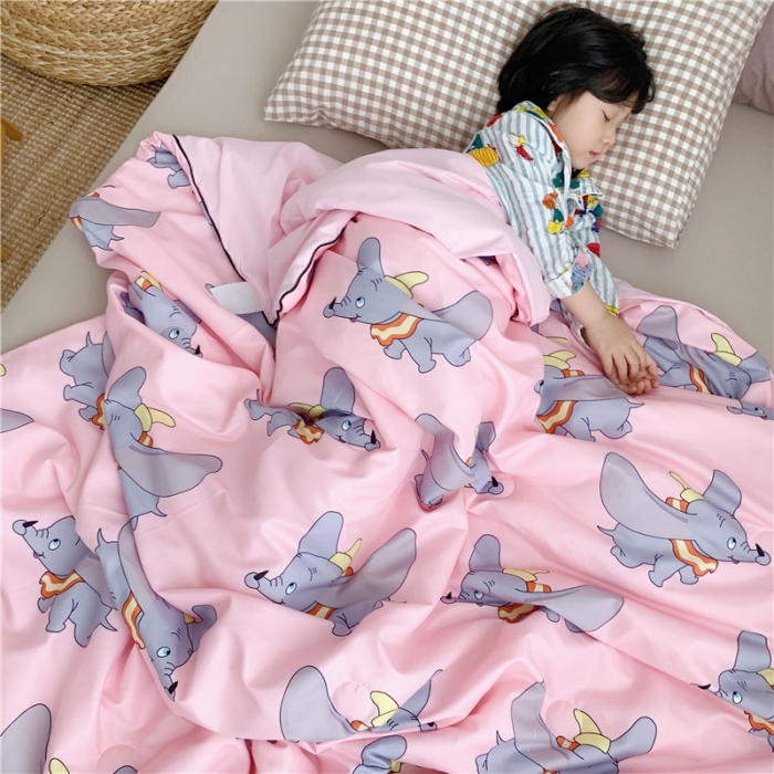 91家纺网 家纺一手货源 找家纺 星期八 2019新款ins风夏被 小飞象粉