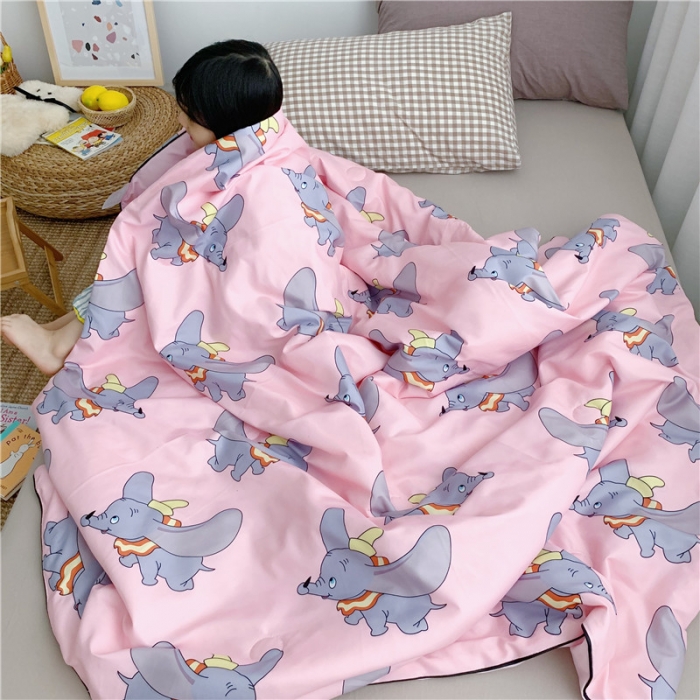 91家纺网 家纺一手货源 找家纺 星期八 2019新款ins风夏被 小飞象粉