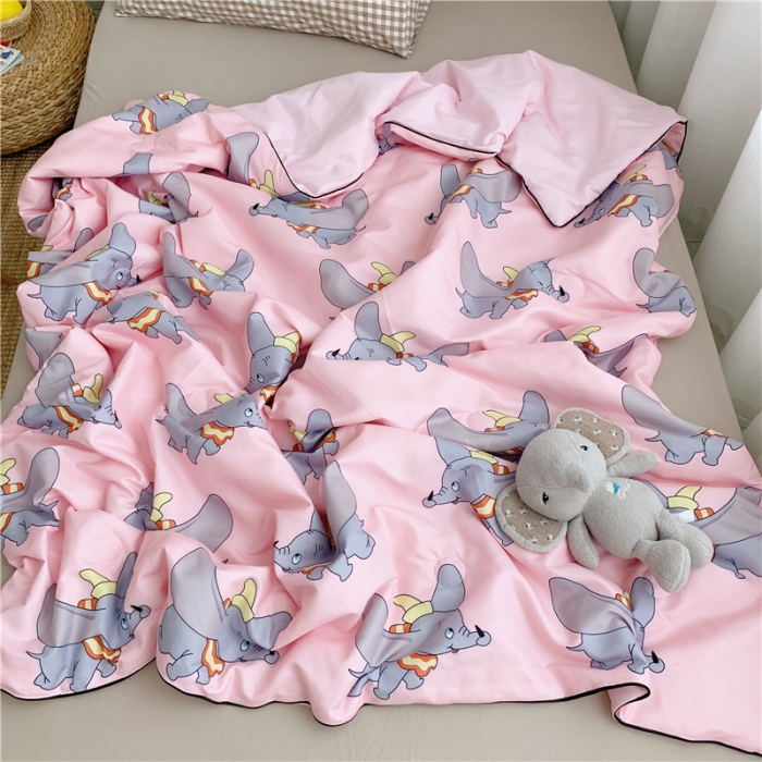 91家纺网 家纺一手货源 找家纺 星期八 2019新款ins风夏被 小飞象粉