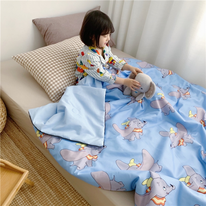 91家纺网 家纺一手货源 找家纺 星期八 2019新款ins风夏被 小飞象蓝