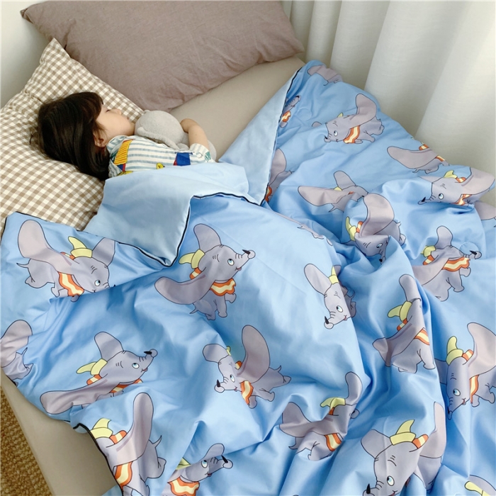 91家纺网 家纺一手货源 找家纺 星期八 2019新款ins风夏被 小飞象蓝