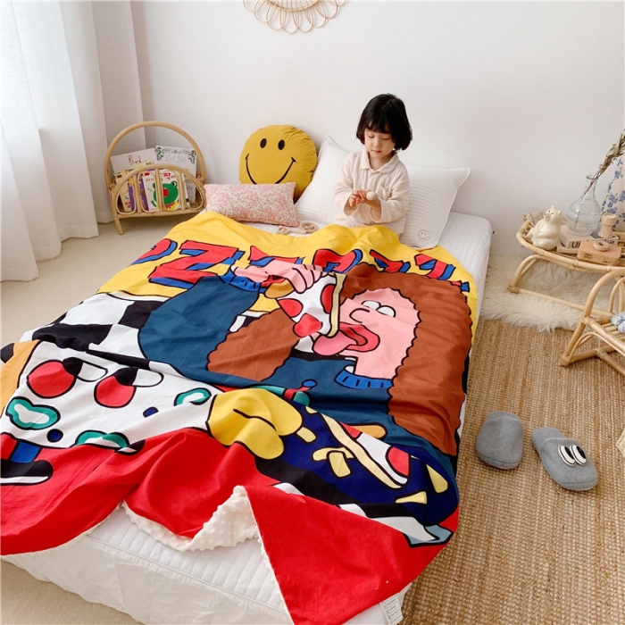 91家纺网 家纺一手货源 找家纺 星期八 2019新款豆豆毯 披萨小姐