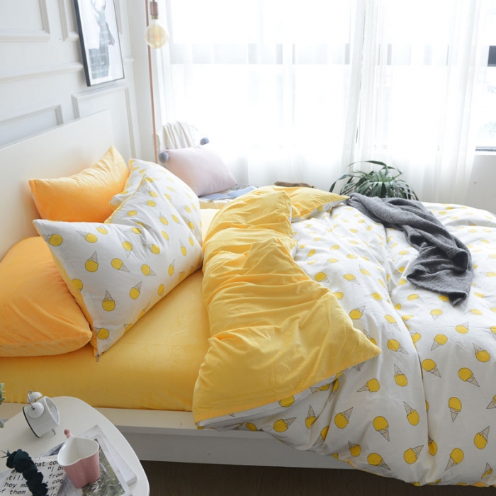 91家纺网 家纺一手货源 找家纺 （总）梦家居 2017韩国简约A棉B绒四件套