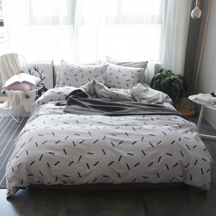 91家纺网 家纺一手货源 找家纺 梦家居 2017韩国简约A棉B绒四件套烟雨-绒