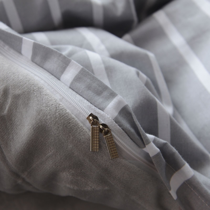 91家纺网 家纺一手货源 找家纺 梦家居 2017韩国简约A棉B绒四件套浅夏-绒