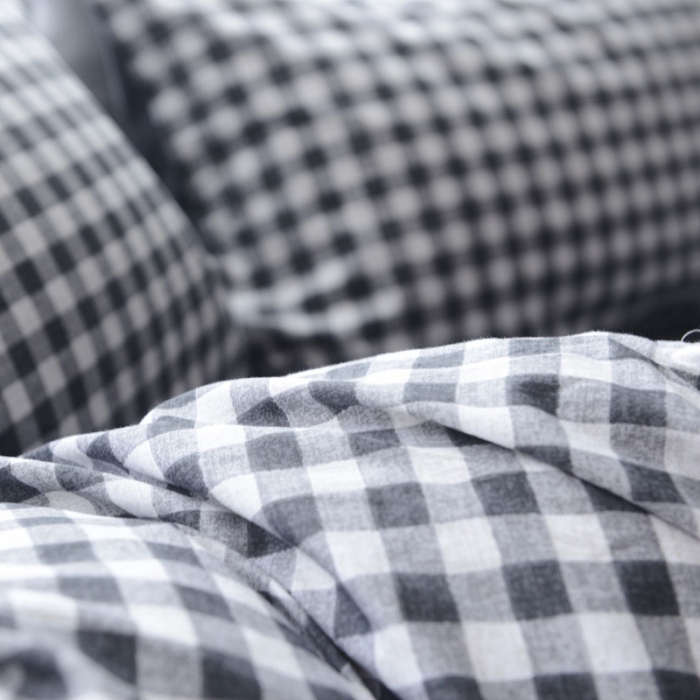 91家纺网 家纺一手货源 找家纺 梦家居 2017韩国简约A棉B绒四件套小黑格-绒