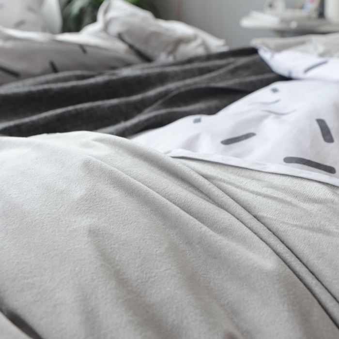 91家纺网 家纺一手货源 找家纺 梦家居 2017韩国简约A棉B绒四件套烟雨-绒