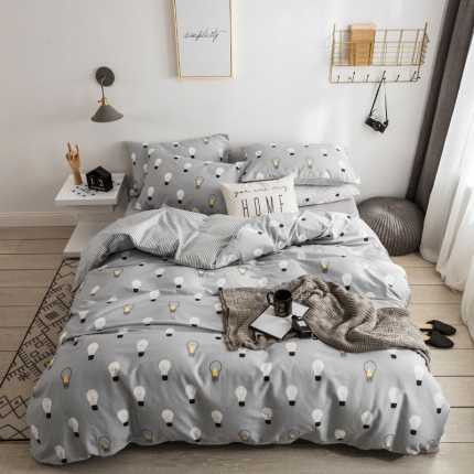 91家纺网 家纺一手货源 找家纺 梦家居 2018新款北欧简约冷淡风套件卡西尔灰