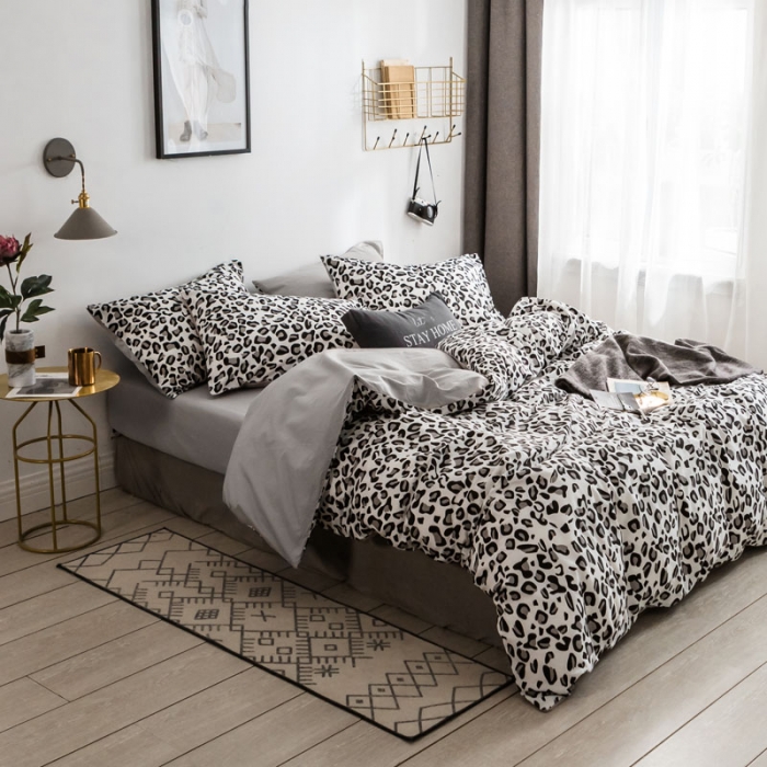 91家纺网 家纺一手货源 找家纺 梦家居 2018新款北欧简约冷淡风套件豹纹