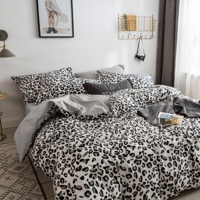 91家纺网 家纺一手货源 找家纺 梦家居 2018新款北欧简约冷淡风套件豹纹