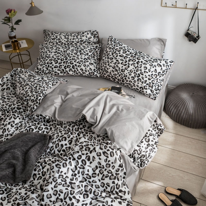 91家纺网 家纺一手货源 找家纺 梦家居 2018新款北欧简约冷淡风套件豹纹