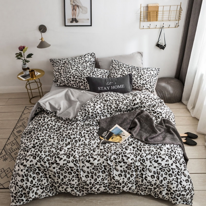 91家纺网 家纺一手货源 找家纺 梦家居 2018新款北欧简约冷淡风套件豹纹