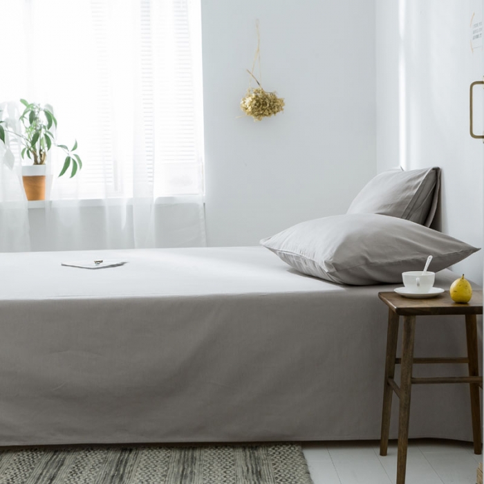 91家纺网 家纺一手货源 找家纺 梦家居 全棉床单单品 纯浅灰