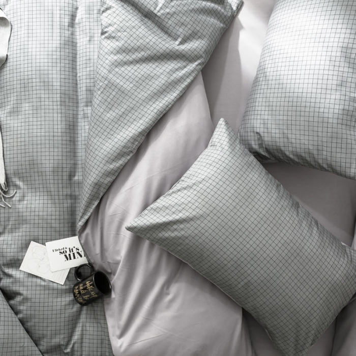 91家纺网 家纺一手货源 找家纺 梦家居 2019新品北欧简约全棉四件套 洛可-浅灰