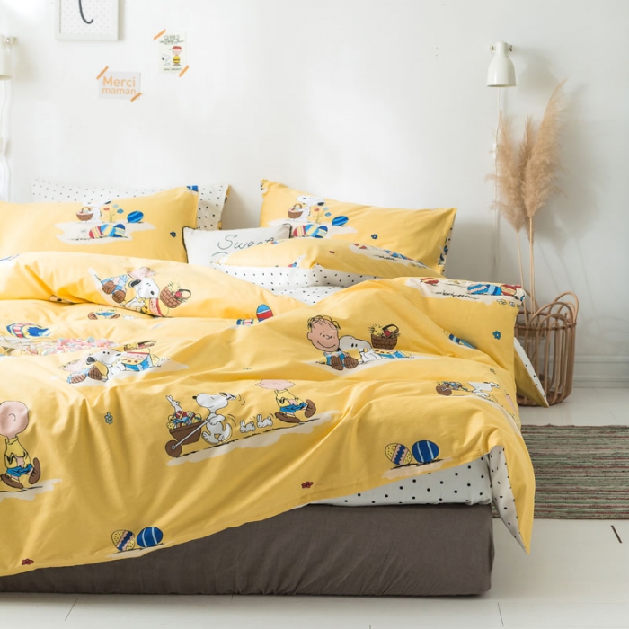 91家纺网 家纺一手货源 找家纺 梦家居 2019新品卡通全棉四件套 快乐一族-黄