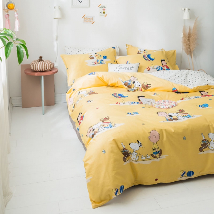 91家纺网 家纺一手货源 找家纺 梦家居 2019新品卡通全棉四件套 快乐一族-黄