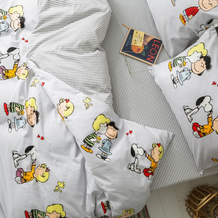 91家纺网 家纺一手货源 找家纺 梦家居 2019新品卡通全棉四件套 快乐一族-浅蓝