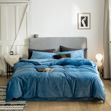 91家纺网 家纺一手货源 找家纺 （总）梦家居 2019韩国简约素色天鹅绒单被套