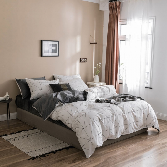 91家纺网 家纺一手货源 找家纺 梦家居 2019新款A棉B绒四件套 艾米尔绒