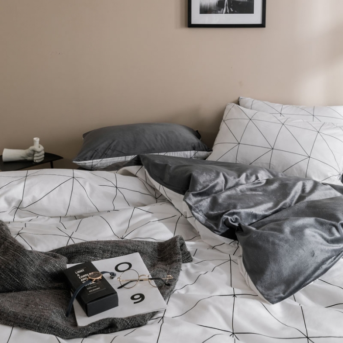 91家纺网 家纺一手货源 找家纺 梦家居 2019新款A棉B绒四件套 艾米尔绒