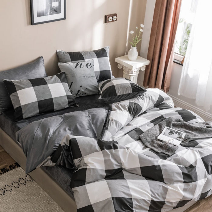 91家纺网 家纺一手货源 找家纺 梦家居 2019新款A棉B绒四件套 奥尼尔绒