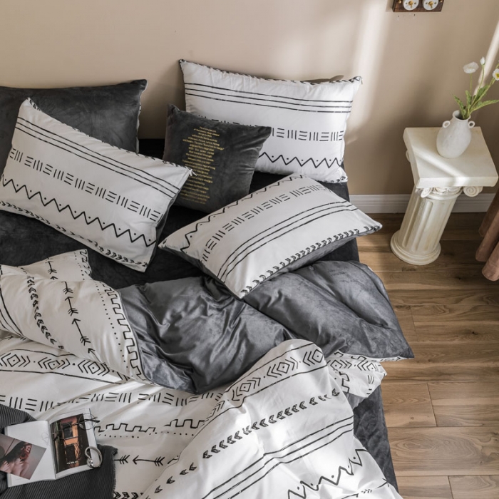 91家纺网 家纺一手货源 找家纺 梦家居 2019新款A棉B绒四件套 巴洛克绒