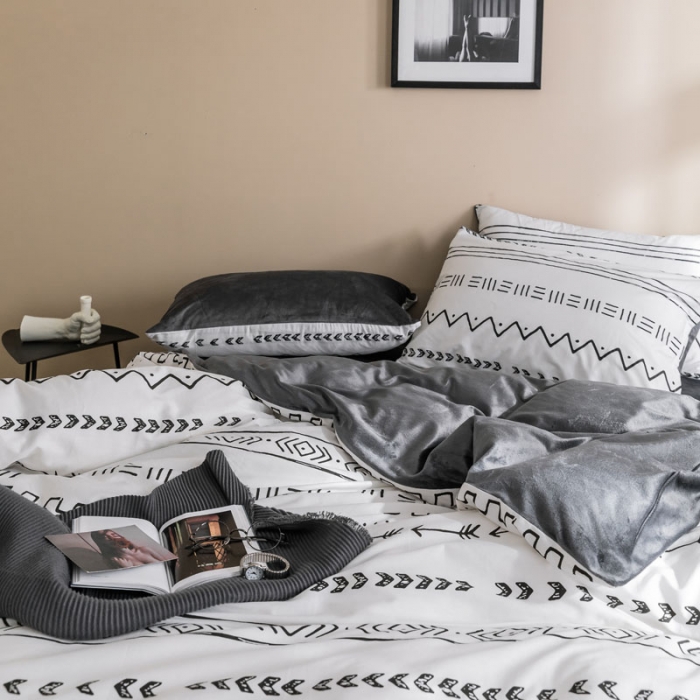 91家纺网 家纺一手货源 找家纺 梦家居 2019新款A棉B绒四件套 巴洛克绒