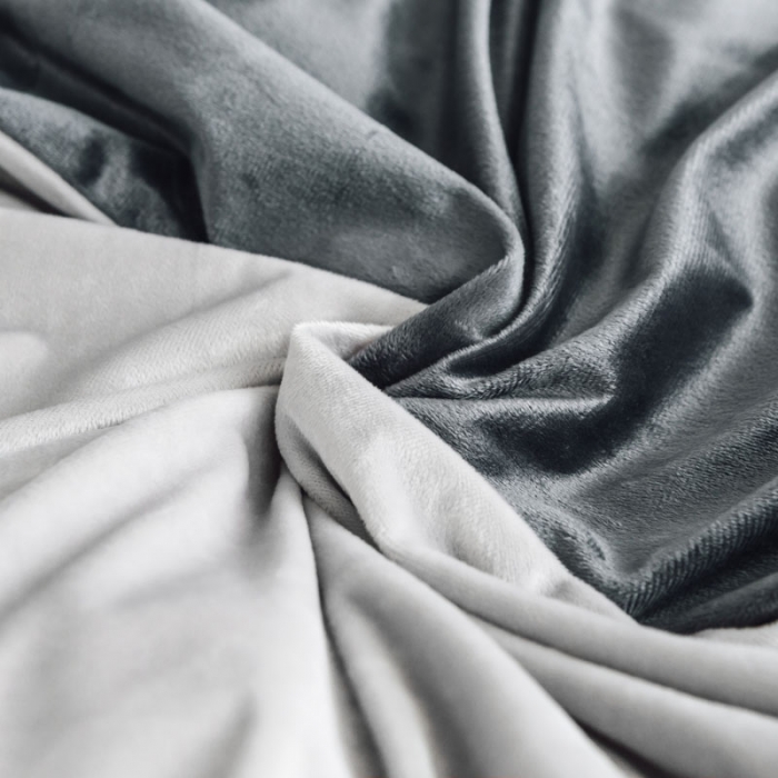 91家纺网 家纺一手货源 找家纺 梦家居 2019韩国简约素色天鹅绒四件套 浅灰拼深灰