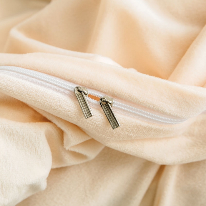 91家纺网 家纺一手货源 找家纺 梦家居 2019韩国简约素色天鹅绒四件套 浅米色